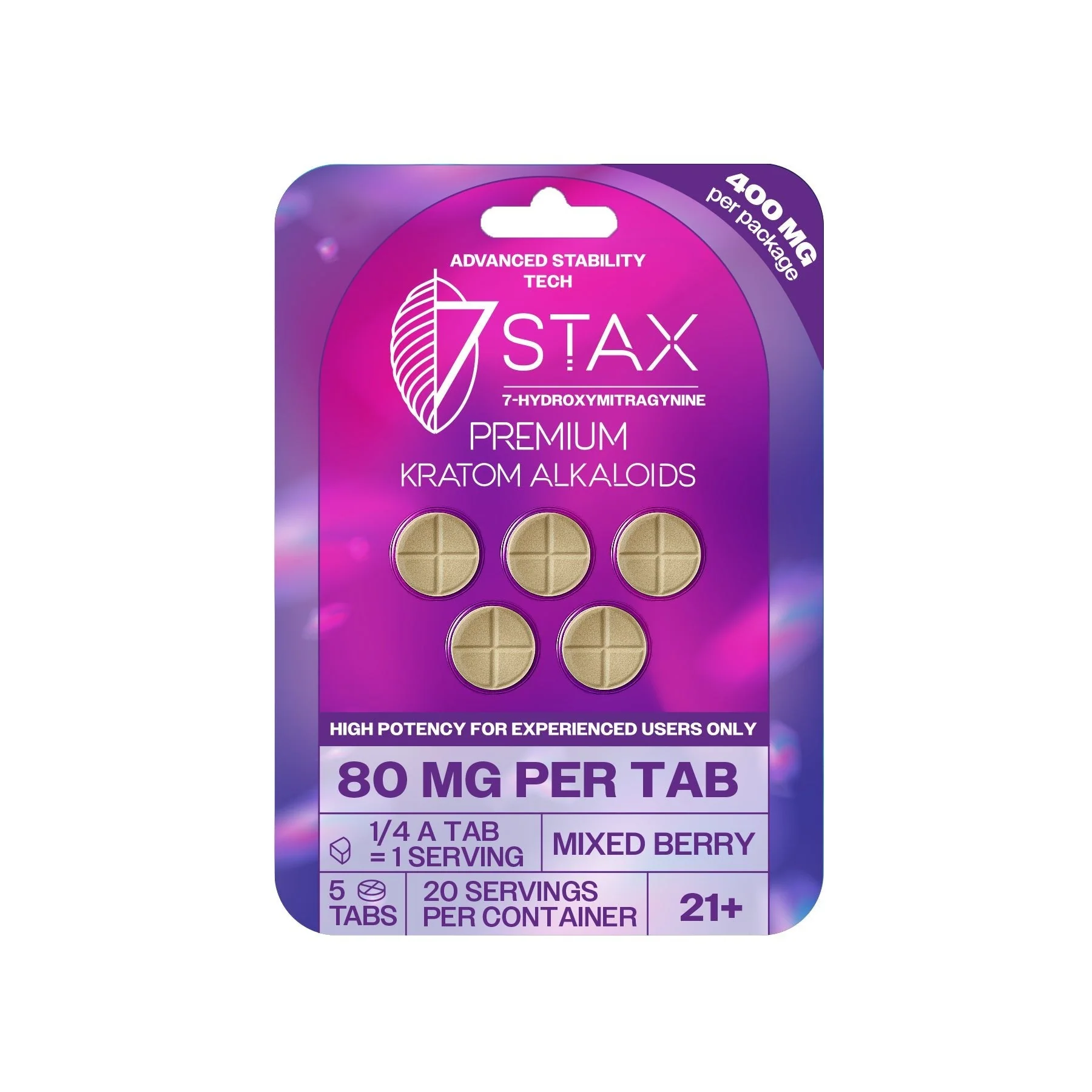 7Stax Premium 7-OH Kratom Alkaloid Tablets (400mg - 5 Count) - Image 3