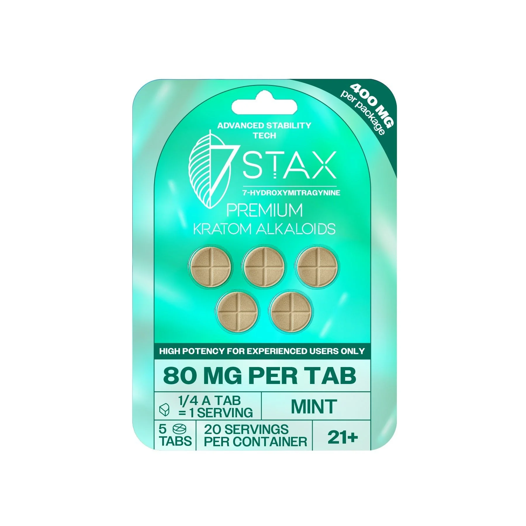 7Stax Premium 7-OH Kratom Alkaloid Tablets (400mg - 5 Count) - Image 4
